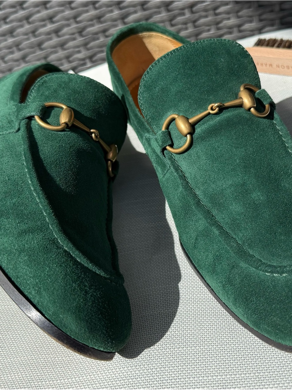 Men's Vintage Green Suede Bit Loafers